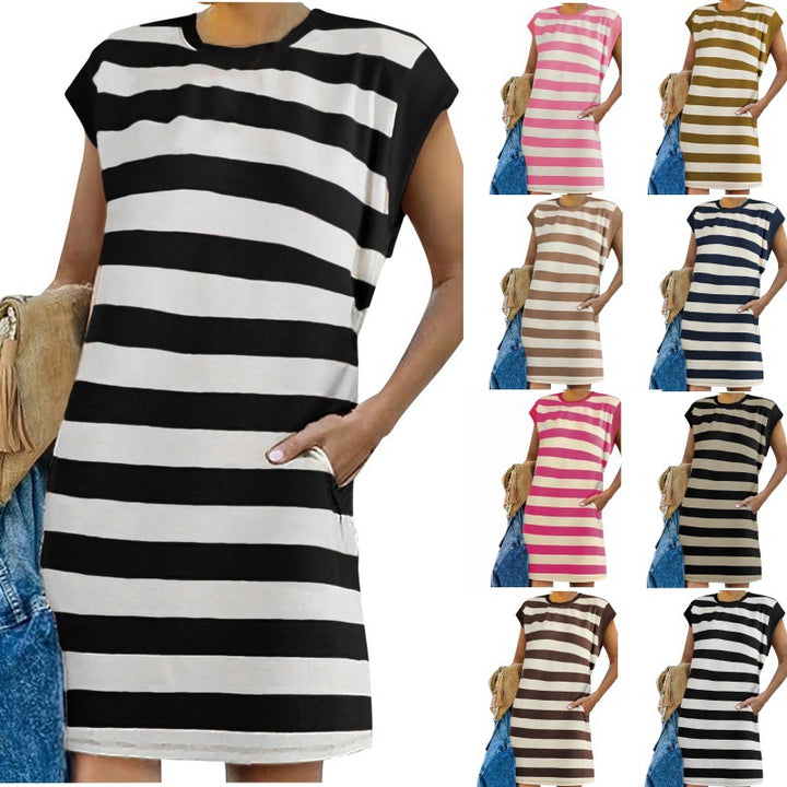 Dame fritidskjole med stribet design Stilla