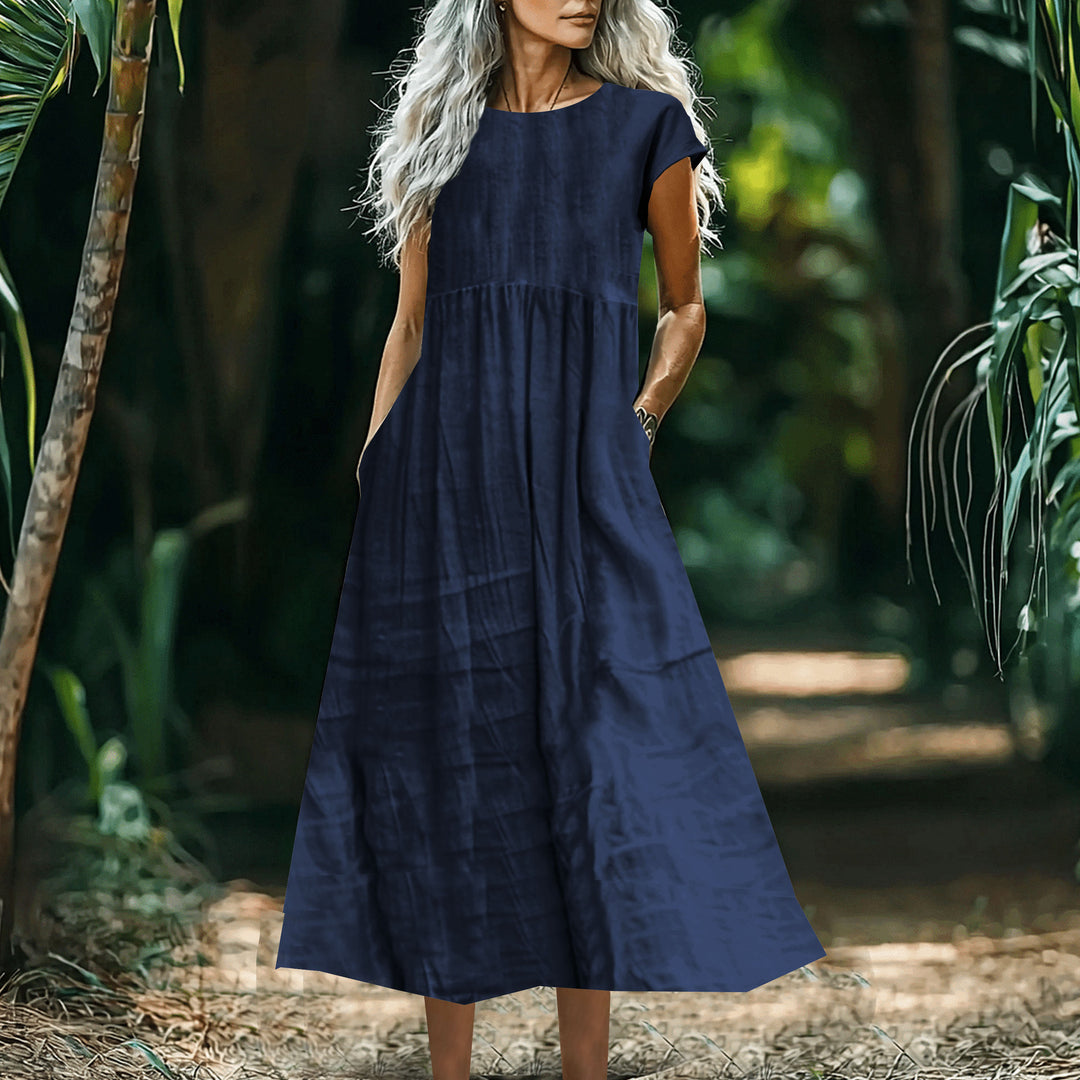 Dame Casual Maxi Kjole med Lomme-Detail Stilla
