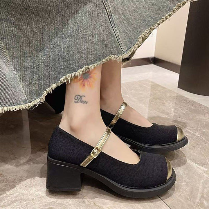 Dame klassiske Mary Jane sko med fashionabel rem og stabil blokhæl Stilla