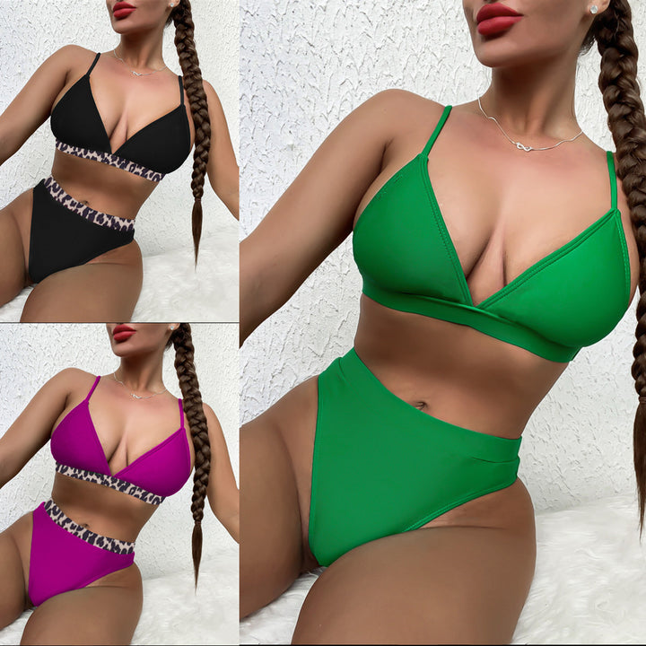 Dame højtaljede bikini-sæt med fashionable leodetaljer Skovae