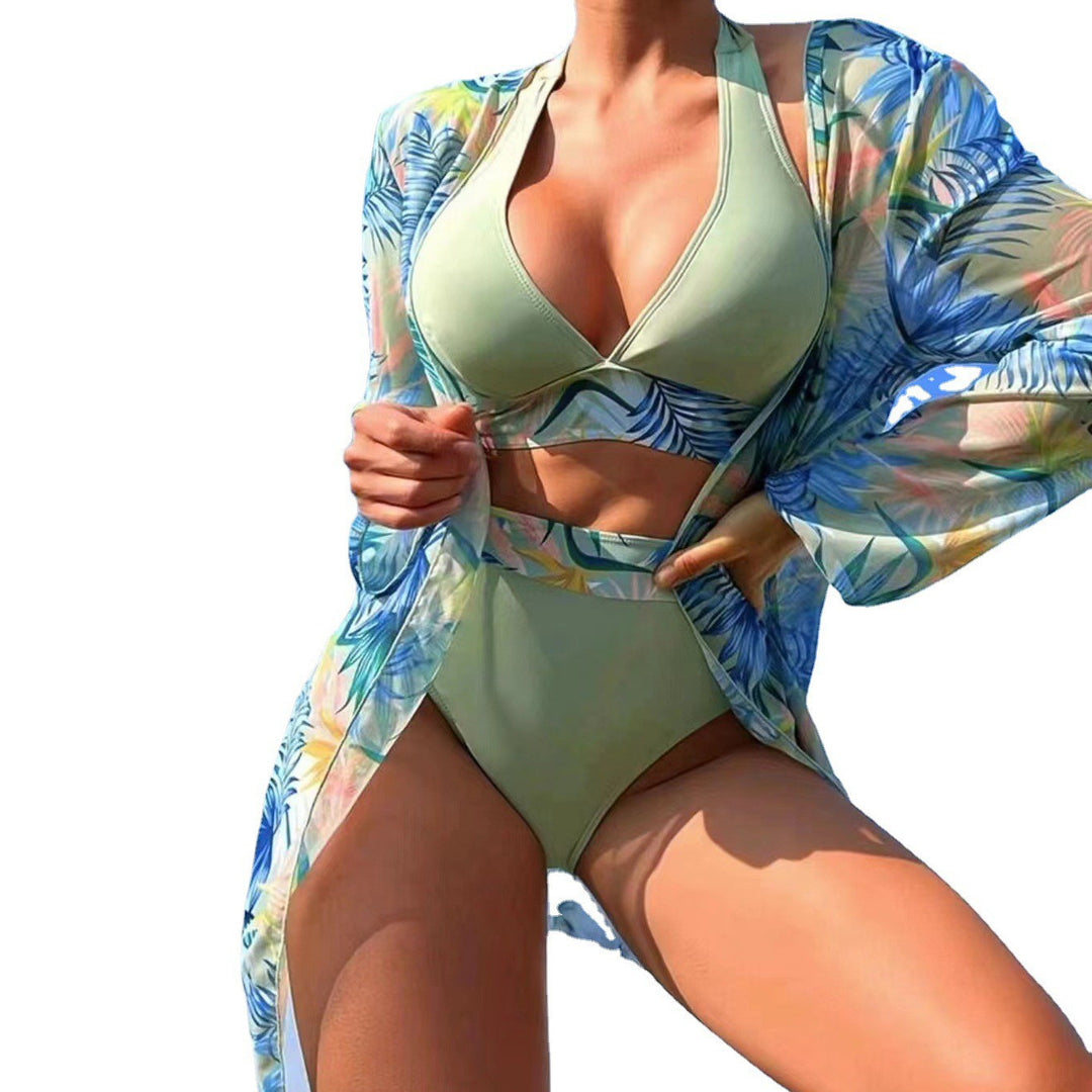 Dame bikiniset med blomster kaftan Stilla