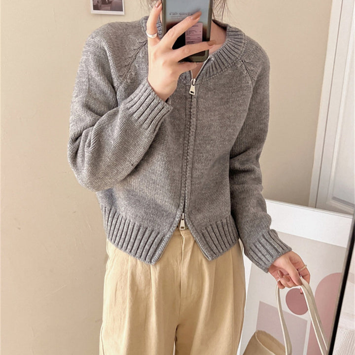 Femme Cozy Zip-Up Strikcardigan Stilla