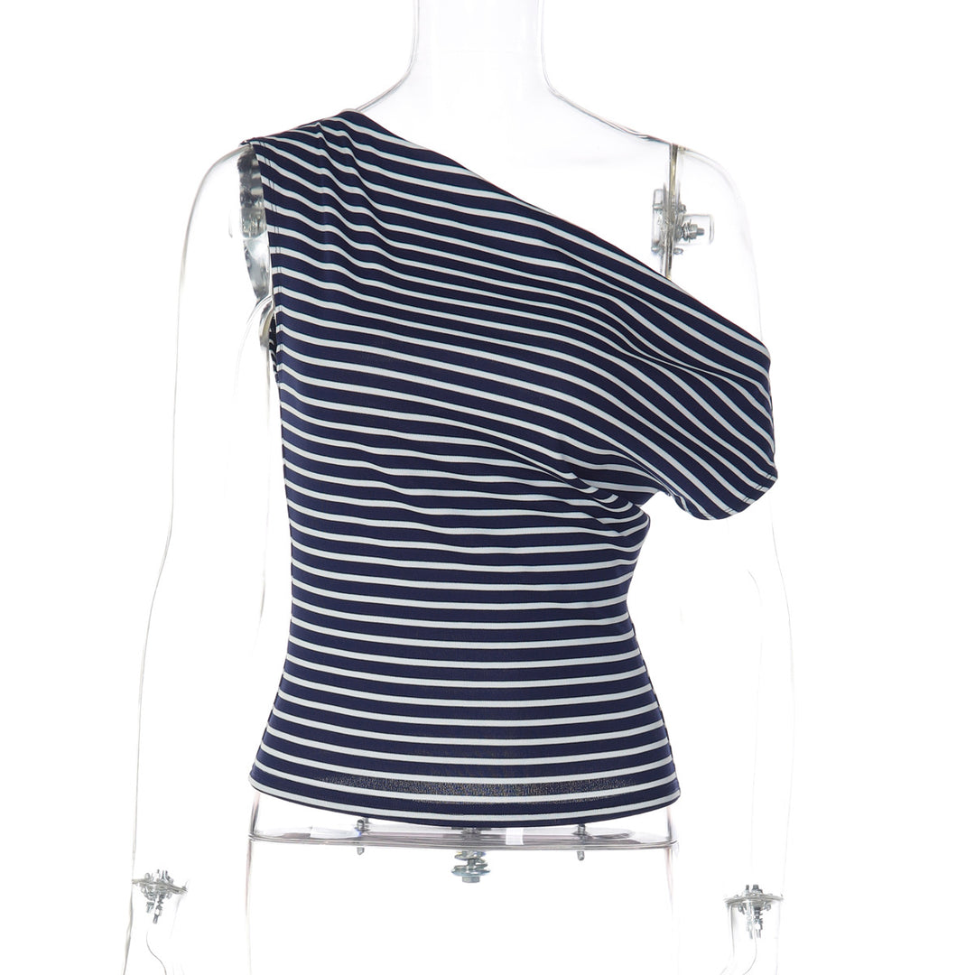 Damer En-sidet Skulderfri Top med stribet design Skovae