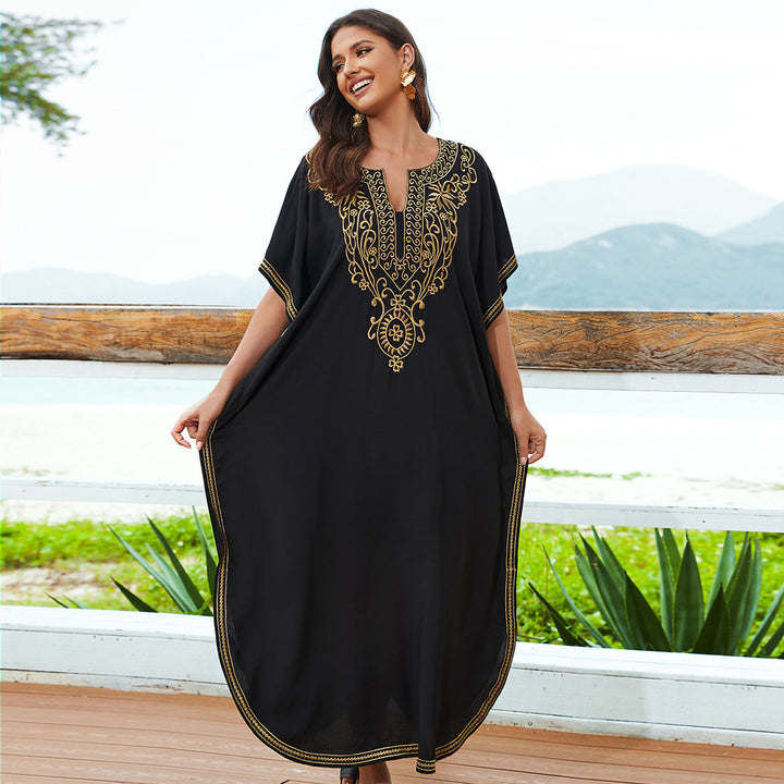 Dame Kaftan med kunstnerisk broderi og rummeligt snit Stilla