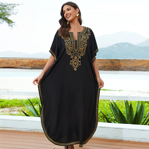 Dame Kaftan med kunstnerisk broderi og rummeligt snit Stilla