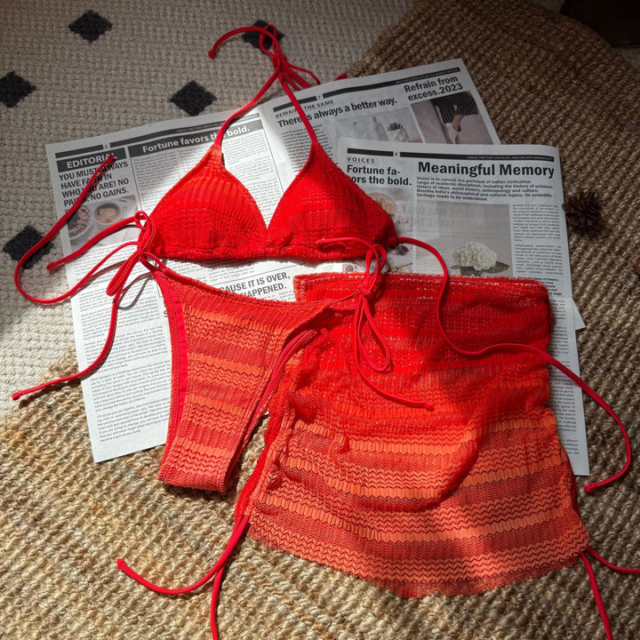 Dame Bikini-sæt med raffineret ribdesign og justerbare knuder Stilla