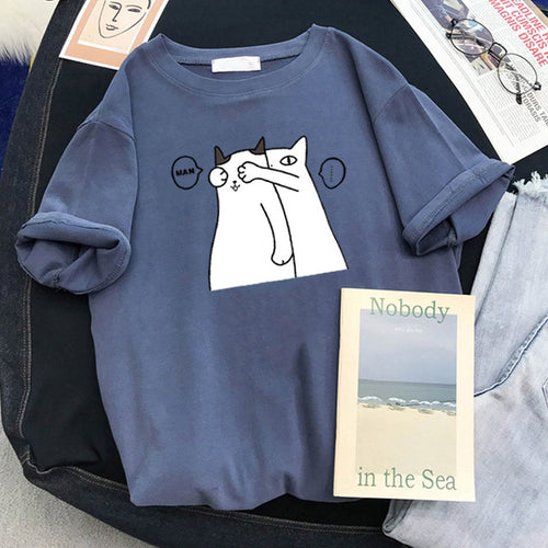 Femme Legesyg Grafik Kat T-Shirt Stilla