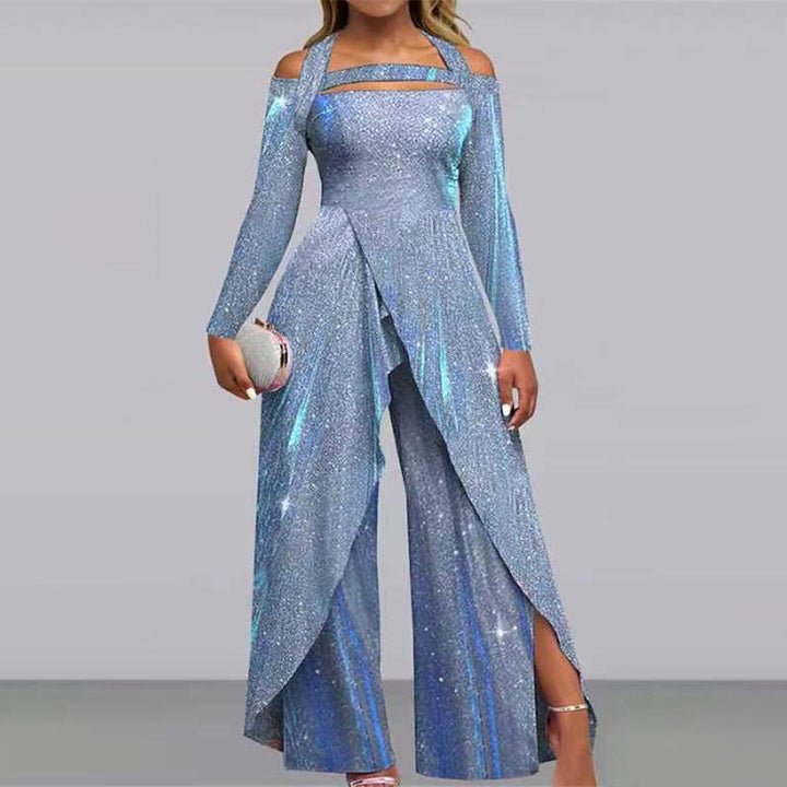 Dame Elegant Jumpsuit med glitrende overflade og spændende design Stilla
