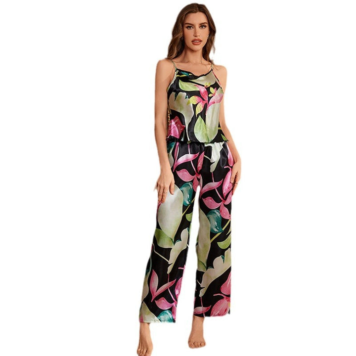 Dame Satin Pyjamasæt med blomsterdesign og løs pasform Stilla