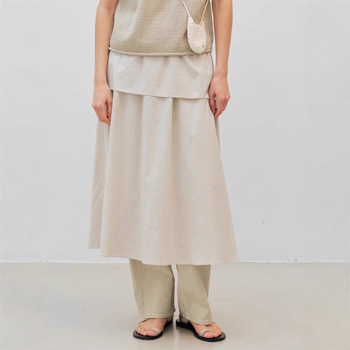 Kvindernes elegante maxi nederdel med flydende snit og elastisk talje Stilla
