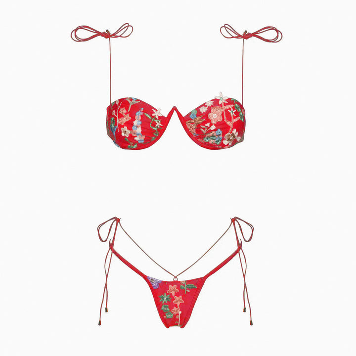 Dame bikini-sæt med raffinerede broderier og justerbare stropper Stilla