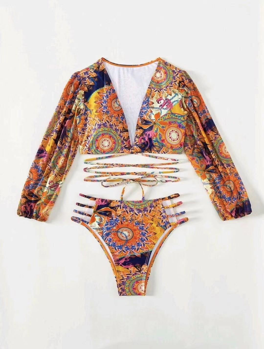 Dame bikini sæt med moderigtige cut-outs og lange ærmer Stilla