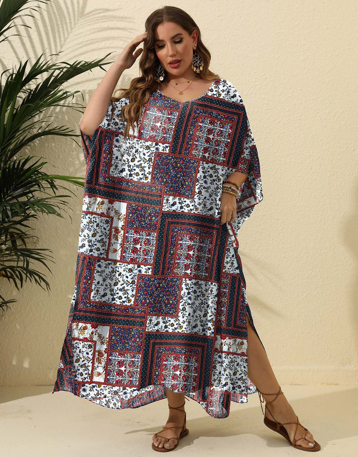 Dame Bohemian Print Maxi Kaftan Kjole Stilla