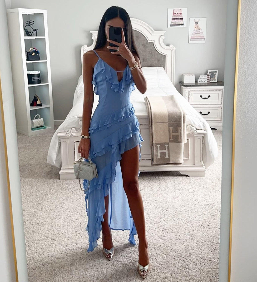 Dame Ruffle Kjole med asymmetrisk Kant Stilla