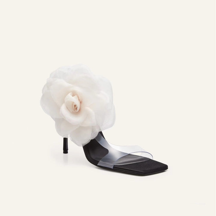 Femme Open-Toe Blomsterprydede Hæl Mules Stilla