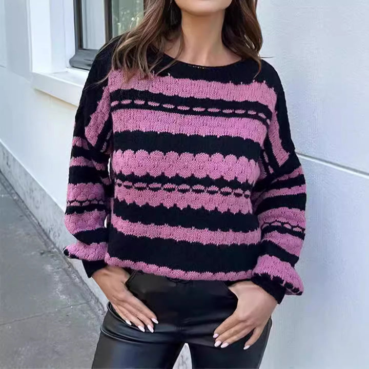 Kvindernes trendy chunky strik sweater i moderne mønster med løse ærmer Stilla