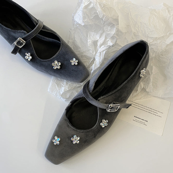 Dame Dekorative Strass Mary Jane Ballerinaer Stilla