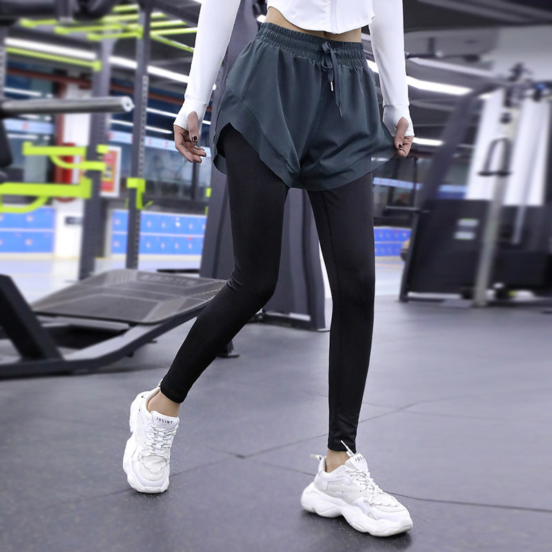 Dame Sporty kompressions leggings med integreret shorts-design og elastisk kant Stilla