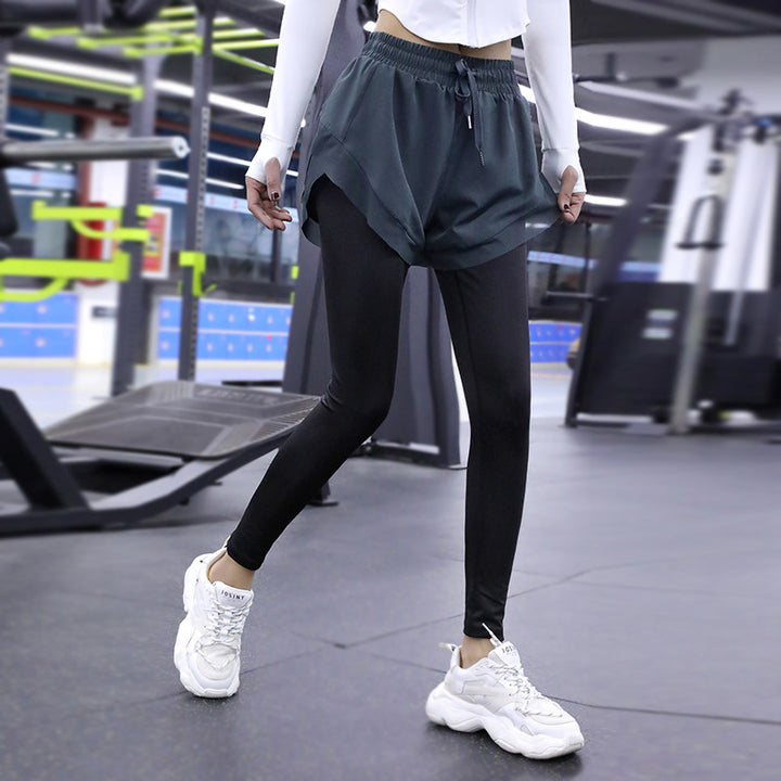 Dame Sporty kompressions leggings med integreret shorts-design og elastisk kant Stilla