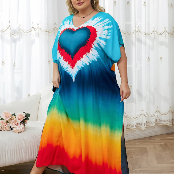 Dame Maxikjole med kreativ farvegradient og hjerteformet design Stilla
