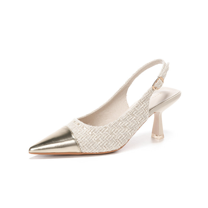 Dame Slingback Pumps med spids tå og metallisk akcent Stilla