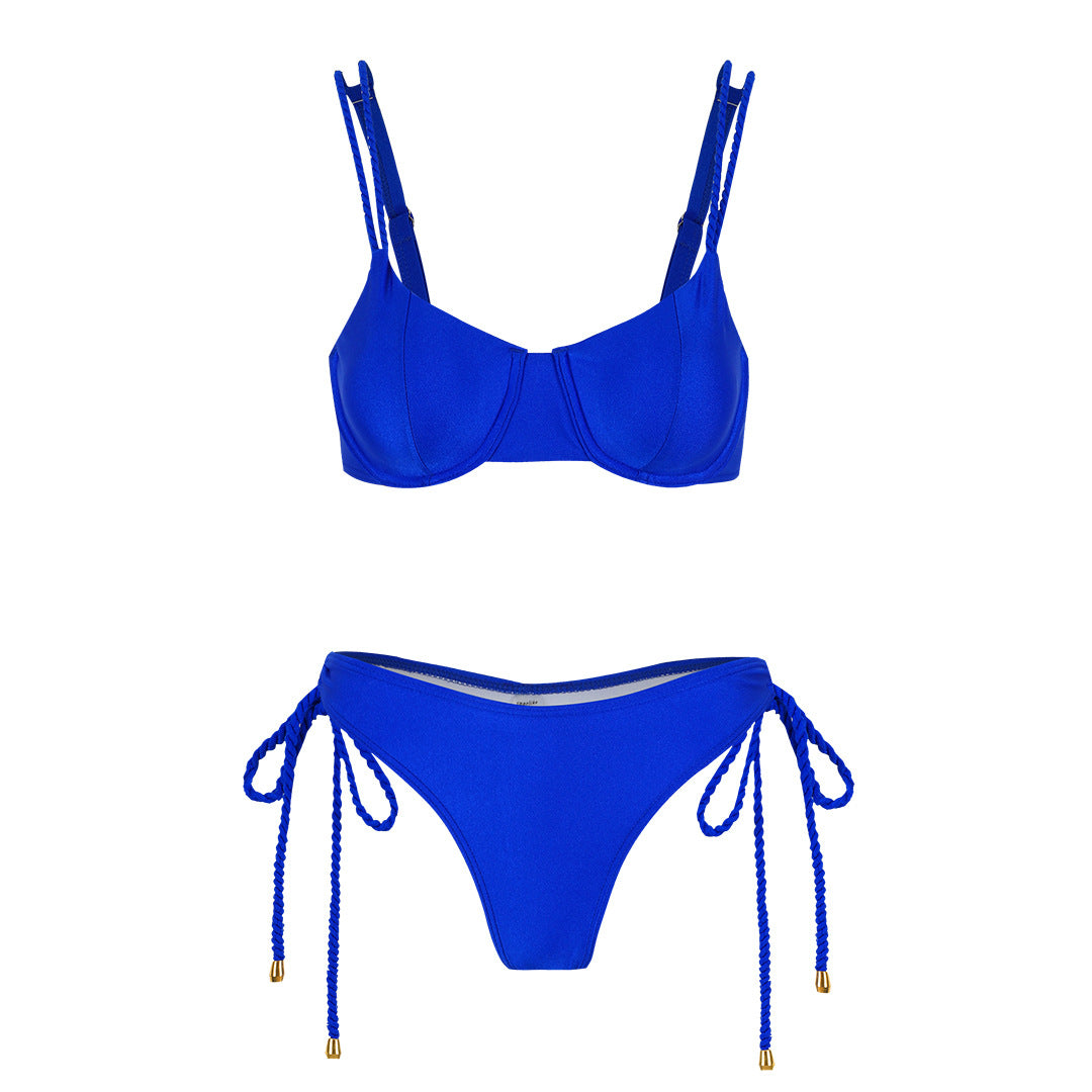 Dame Push-up Bikini-sæt med flettede stropper og høj skæring Stilla