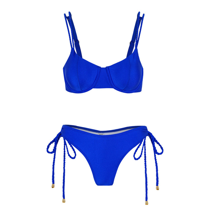 Dame Push-up Bikini-sæt med flettede stropper og høj skæring Stilla