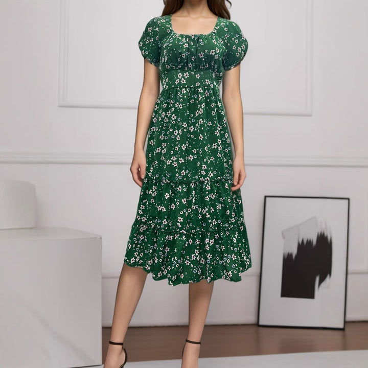 Dame Blomster Plisse Maxi Kjole Stilla