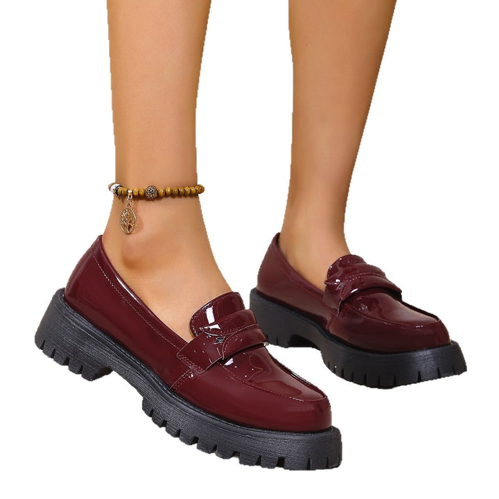 Dame Chunky Loafers med blankt overmateriale og skridsikker sål Stilla
