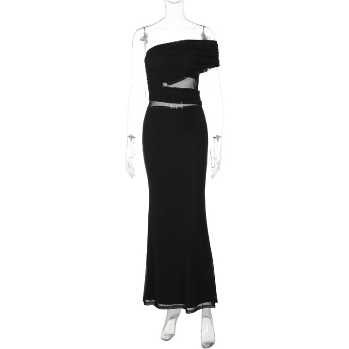 Damer Elegant Maxikjole med asymmetrisk overdel og rynker Skovae