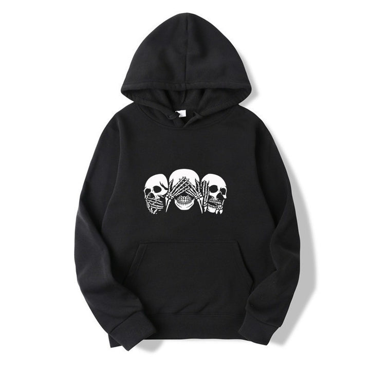 Kvindernes hoodie med kunstnerisk kranie design Skovae