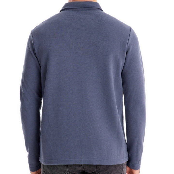 Herrer Langærmet Poloshirt med intensivt strukturelt design og klassisk krave Stilla