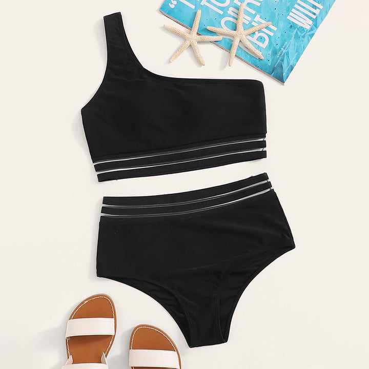 Dame asymmetrisk bikini sæt med elastiske bånd Skovae