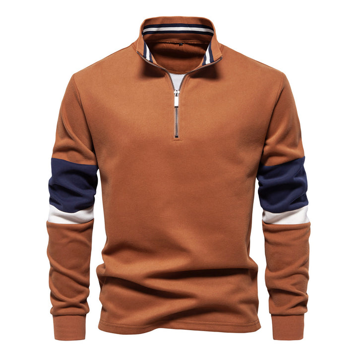 Herrer fleecepullover med krave og moderne lynlåsd design Stilla