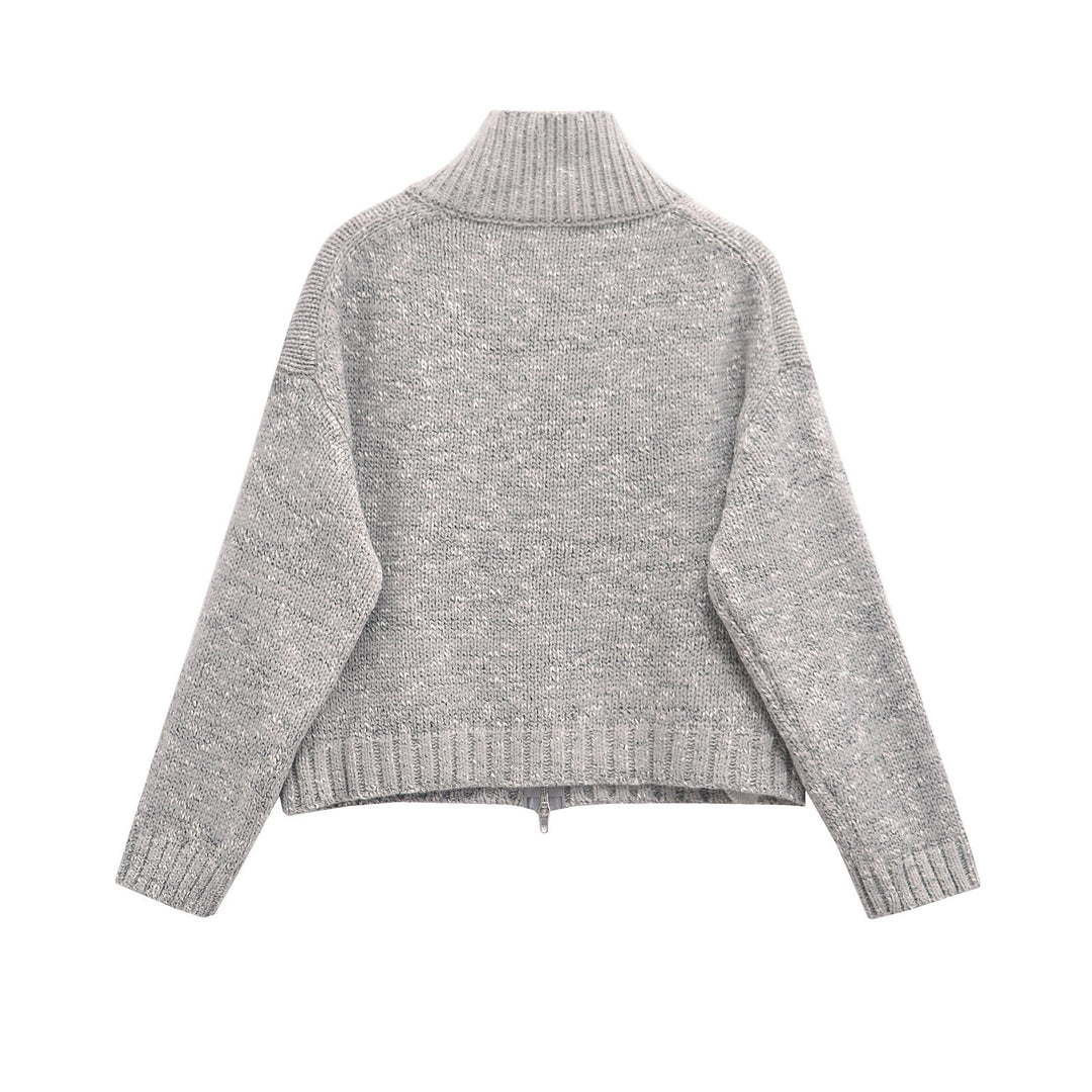 Femme Strik-Zip-Up-Trøje med høj krave Stilla