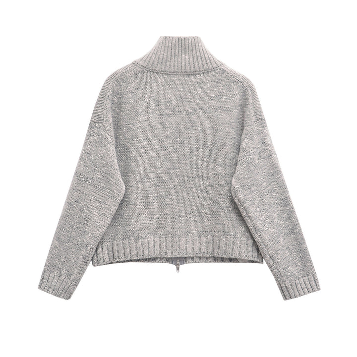 Femme Strik-Zip-Up-Trøje med høj krave Stilla