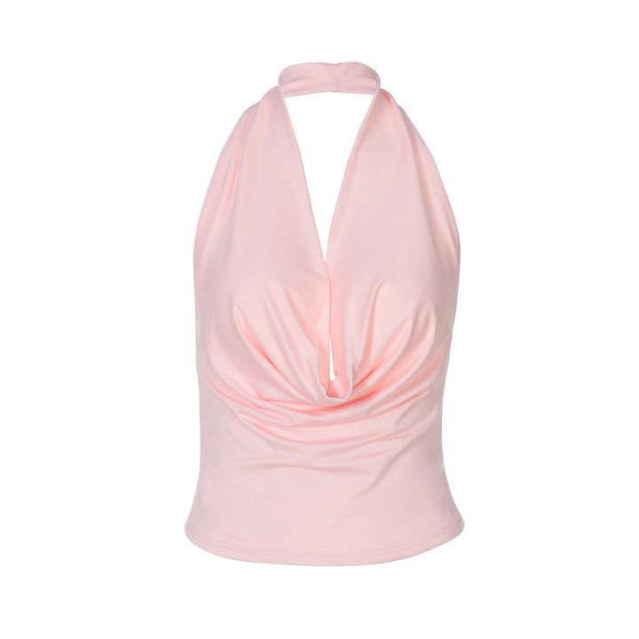 Damer Elegant Højhalset Top med Drapering Skovae