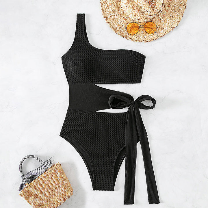Dame en-delt bikini med asymmetrisk snøre design og højt talje Stilla