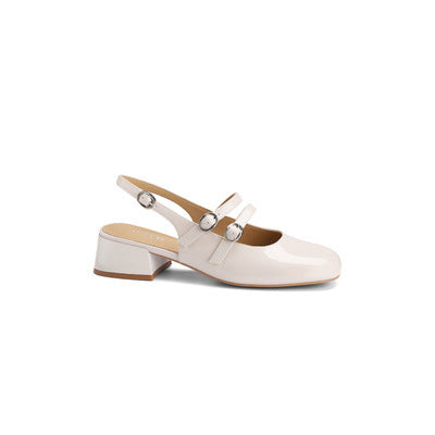 Dame Sleek Slingback Blokhæl Højhælede Sko med dekorative Rem-Detaljer Stilla