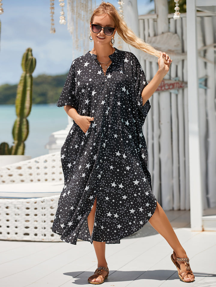 Dame Kaftan med løs pasform og blomsterdesign Stilla