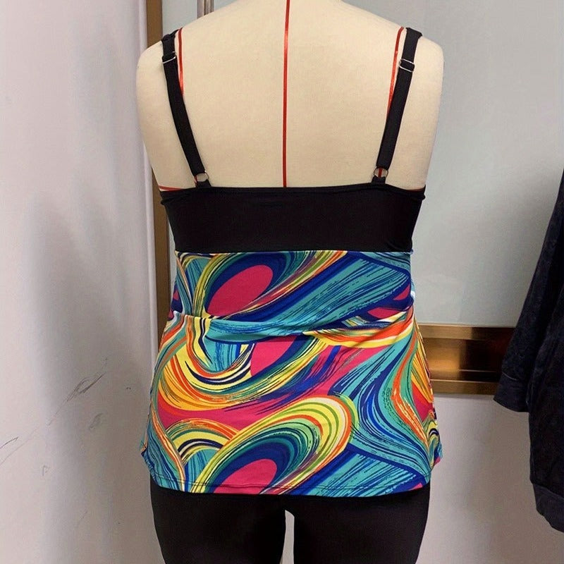 Dame Sporty Tankini med farverigt mønster Skovae