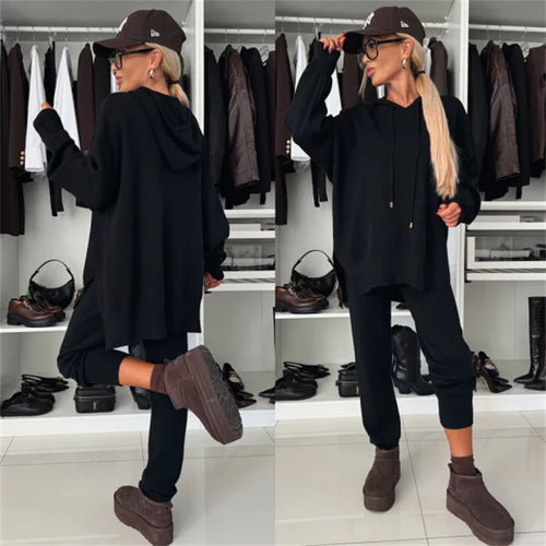 Dame afslappet sport sæt med oversized hoodie og afslappede joggingbukser Stilla