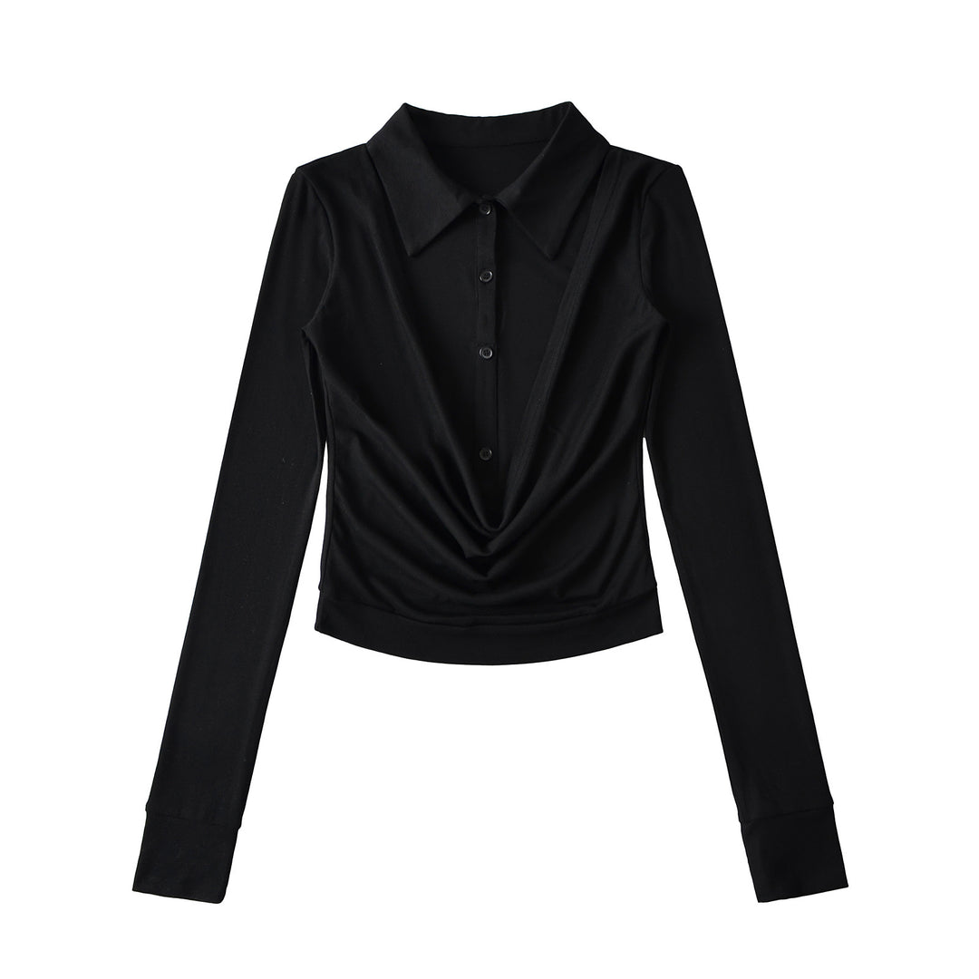 Damebluse med smart draperingseffekt og knapdetalje Stilla