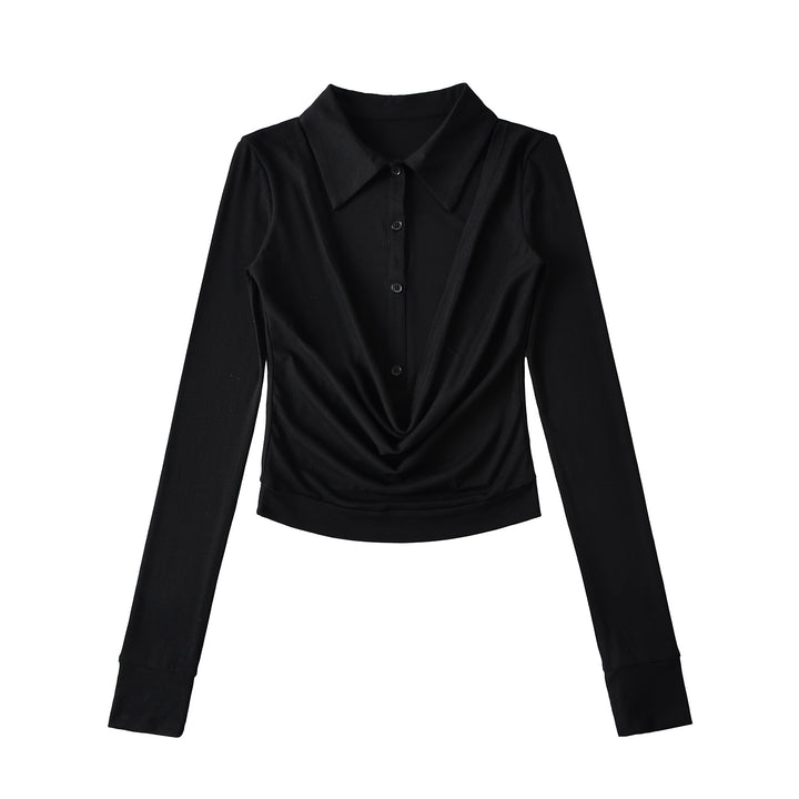 Damebluse med smart draperingseffekt og knapdetalje Stilla
