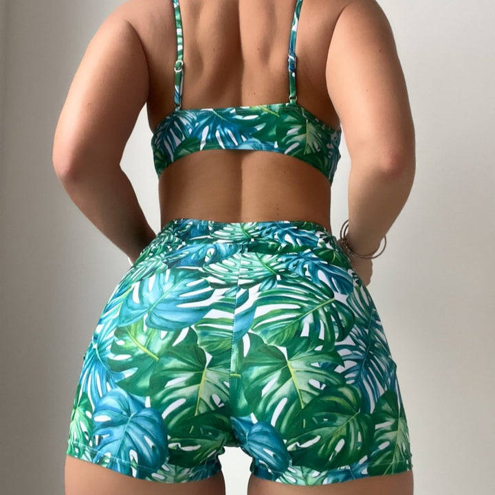 Dame Sporty To-Piece Badedragt-Sæt med floral bladtryk Stilla