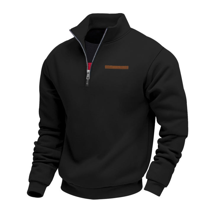 Herre sporty fleece-pullover med høj krave og praktisk lynlåspanel Stilla