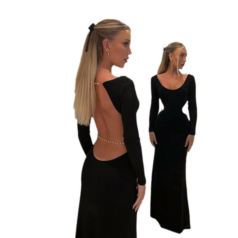 Elegant maxikjole til damer med rygfri design og smuk udsmykning Stilla