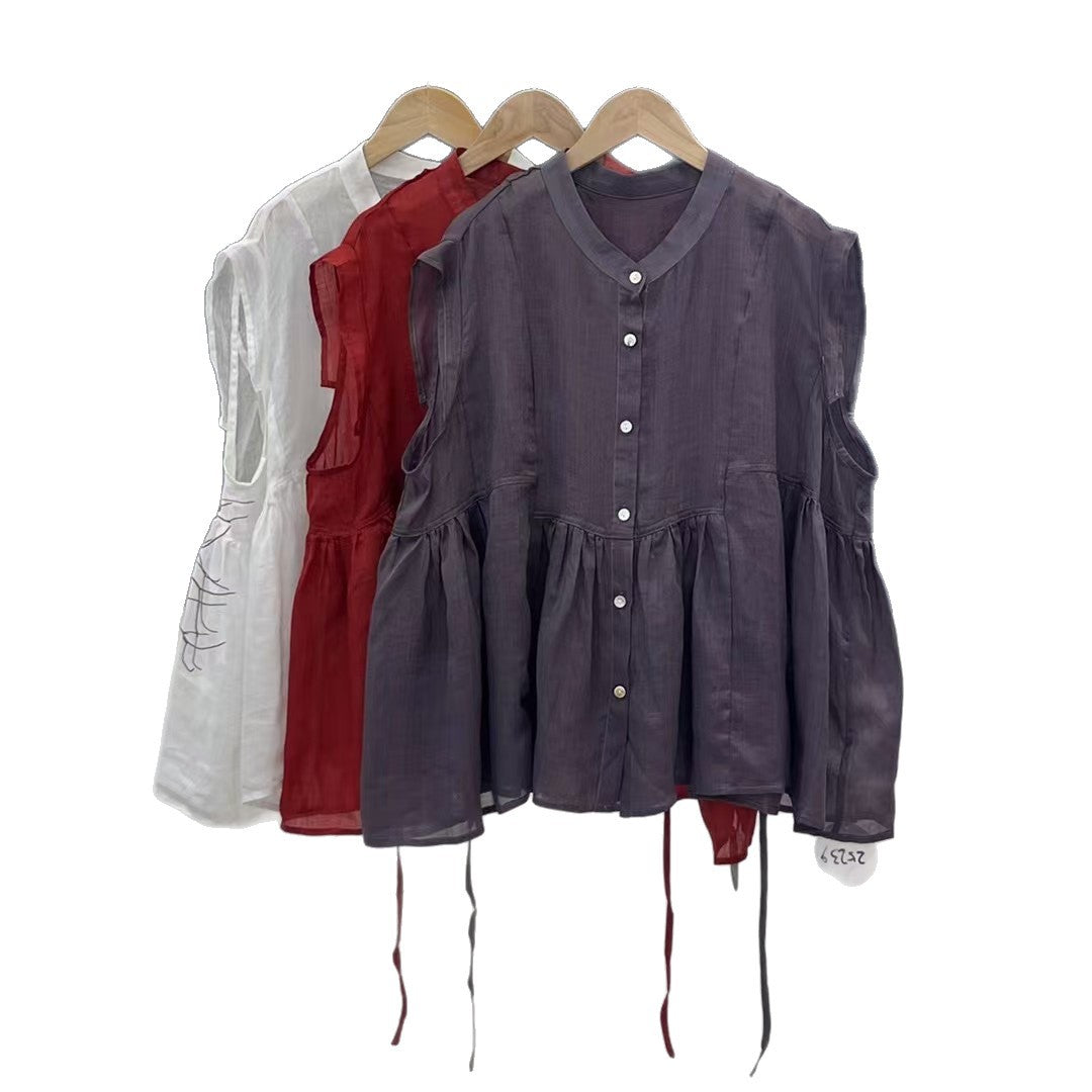 Femme Elegante Rüschen top med knapper Stilla