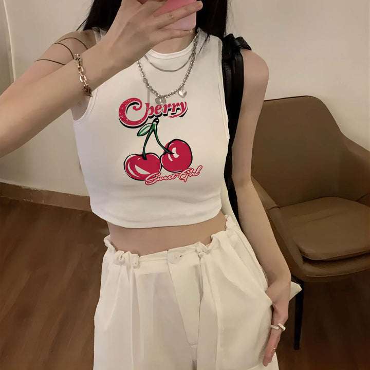 Dame Crop-Top med kreativ tekst og afslappet snit Skovae