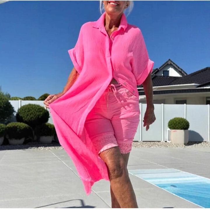 Damer Let bomulds Button-Up overkjole Stilla